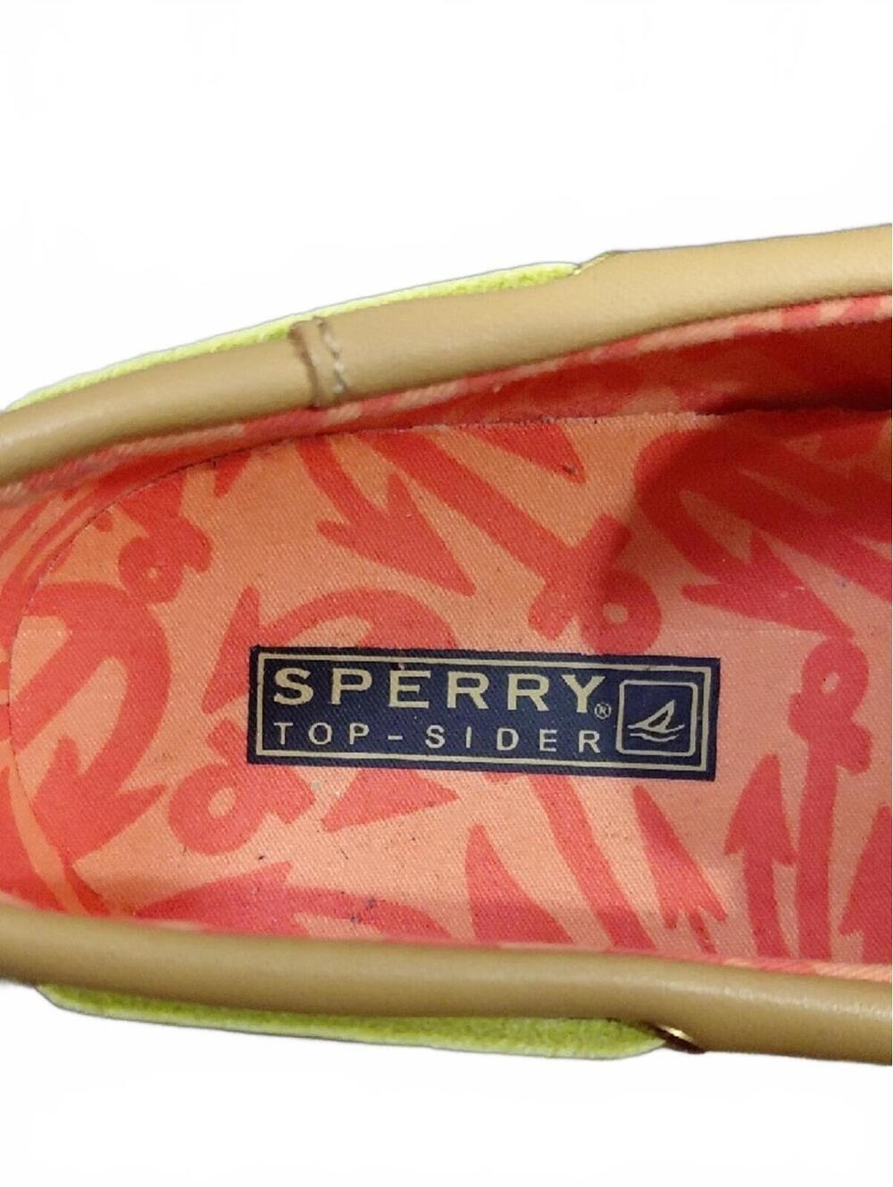 "Sperry" 7M, Pink Striped Boat Shoes with Leather Laces. Look new except soles! - Picture 8 of 9